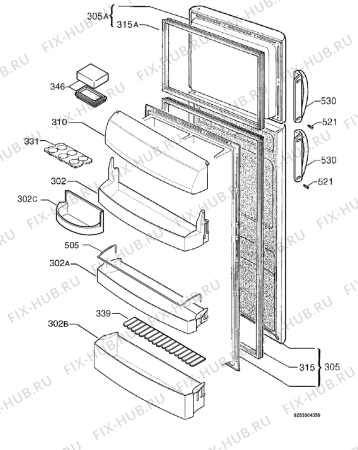 Взрыв-схема холодильника Juno JKG6400E - Схема узла Door 003